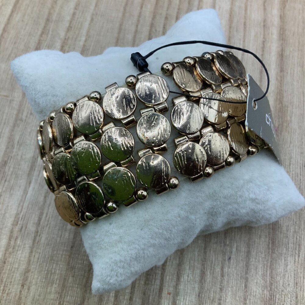 Chico's Ivy Stretchy Layered Gold Tone Circle Bracelet